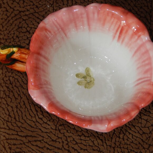 Corner Ruby Botanical Collection White Flower Shape Teacup Leaf Saucer Spoon NWT - Picture 12 of 13